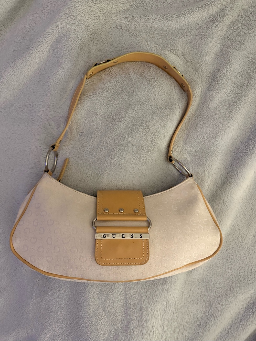 GUESS Cream Shoulder Bag with Tan Accents